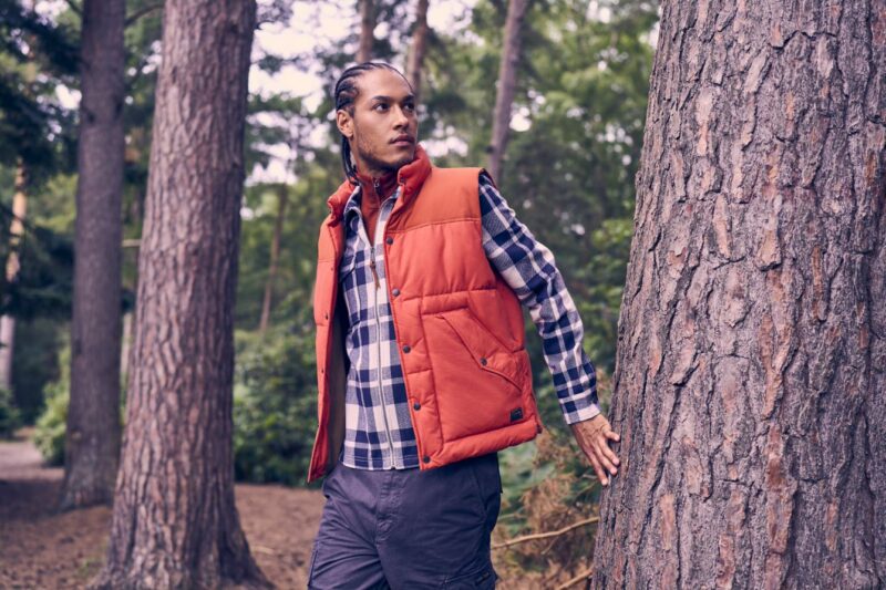 Bodywarmer with checkered shirt